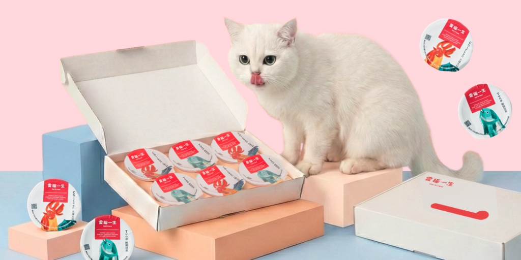 貓咪與商品主食杯